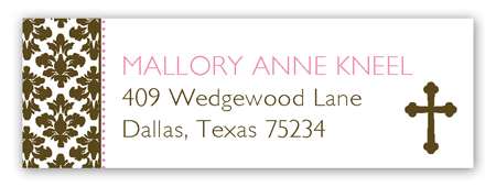 Pink Floral Damask Address Label