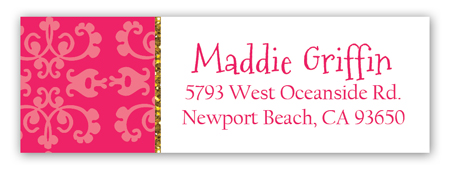 Pink Glitter Princess Address Label