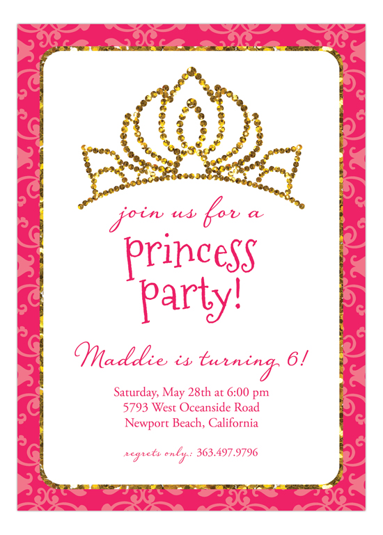 Pink Glitter Princess Invitation