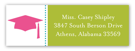 Pink Grad Cap Pattern Address Label