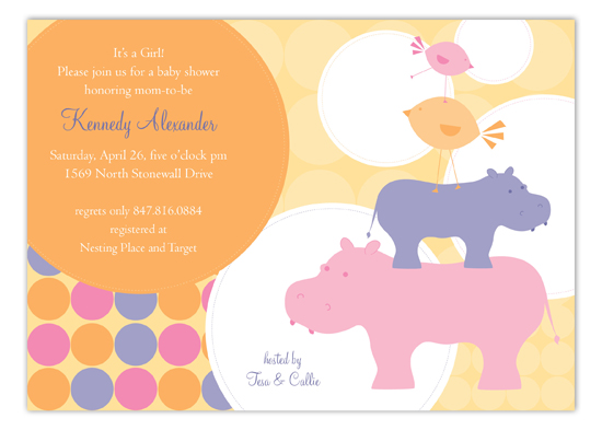 Pink Hippos Invitation