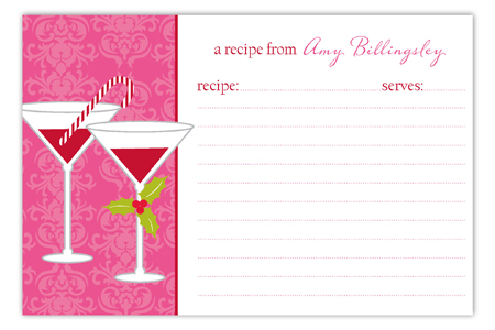 Pink Holiday Spirits Recipe Card