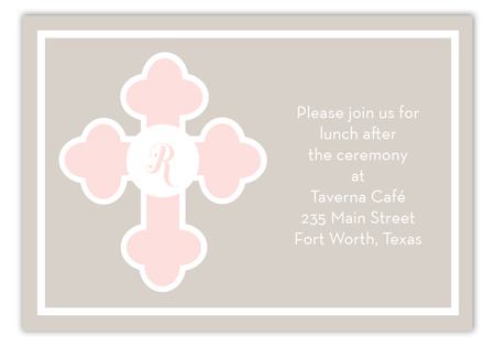 Pink Monogram Cross Enclosure Card