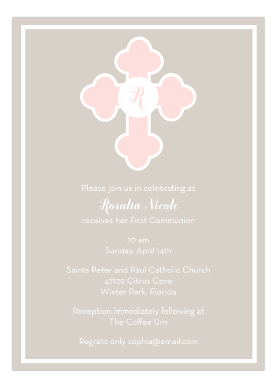 Pink Monogram Cross Invitation