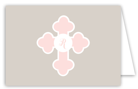 Pink Monogram Cross Note Card