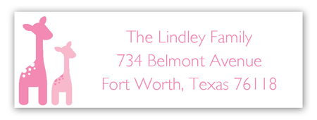 Pink Onlooking Giraffes Address Label