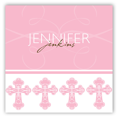 Pink Ornate Cross Enclosure Card