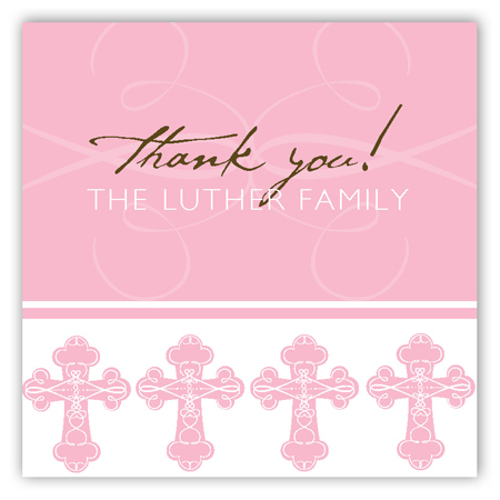 Pink Ornate Cross Square Sticker