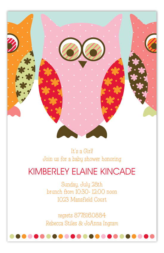 Pink Pattern Owls Invitation