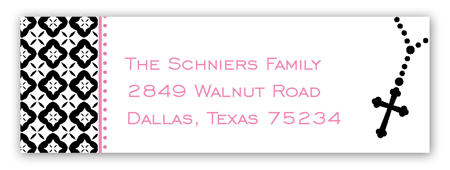 Pink Rosary Beads Address Label