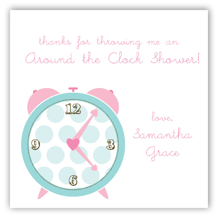 Pink Round the Clock Gift Tag