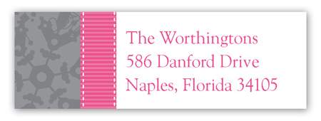 Pink Snowy Grosgrain Address Label