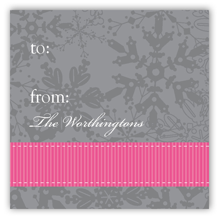 Pink Snowy Grosgrain Gift Tag