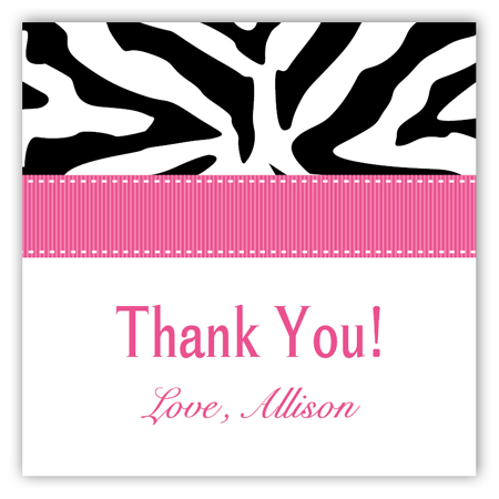 Pink Zebra Square Sticker
