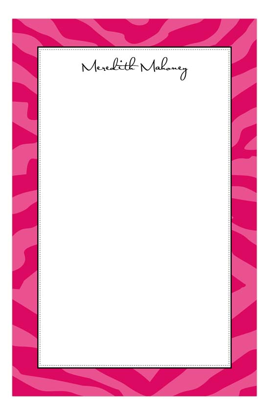Pink Zebra Stripes Notepad