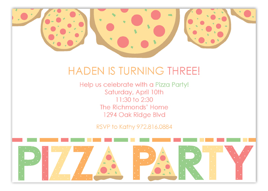 Haden is Turning Three Pizza Party Invitations