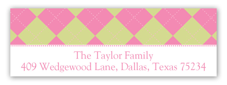 Preppy Pink Argyle Address Label