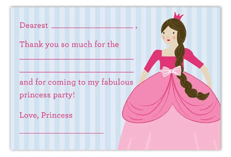 Princess Party Brunette Flat Note Card