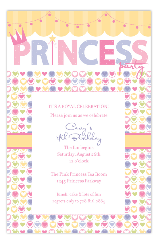 Hearts and Swag Princess Party Invitations