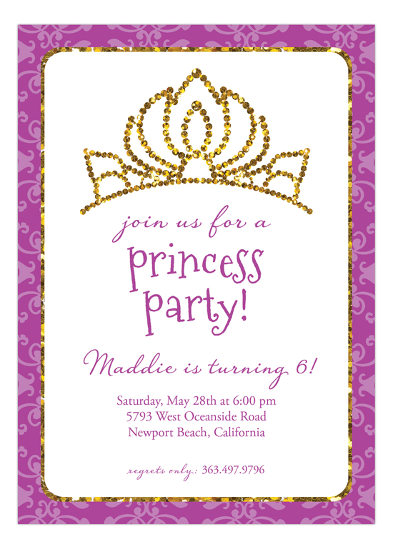 Purple Glitter Princess Invitation