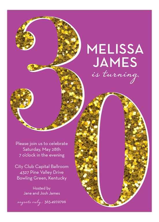 purple-glitter-thirty-invitation-pddd-np57py1235 Polka Dot Invitations Invitations