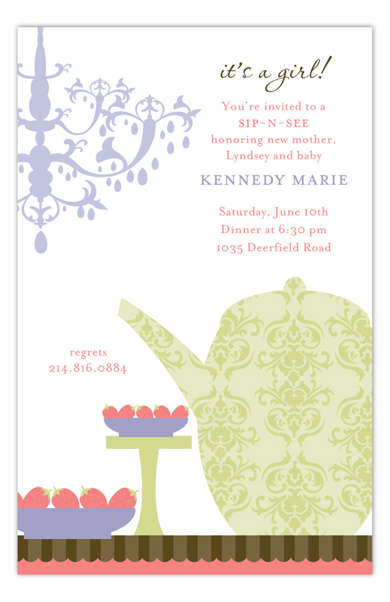 Purple Sip and See Tea Invitation