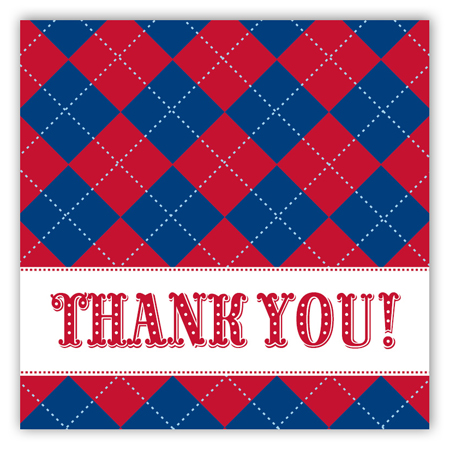 Red and Blue Argyle Square Sticker
