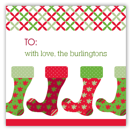 Red and Green Fun Stockings Square Sticker