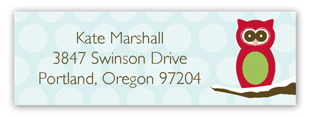 Red Holiday Hoot Address Label