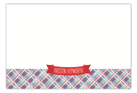 Red Plaid Banner Flat Note Card