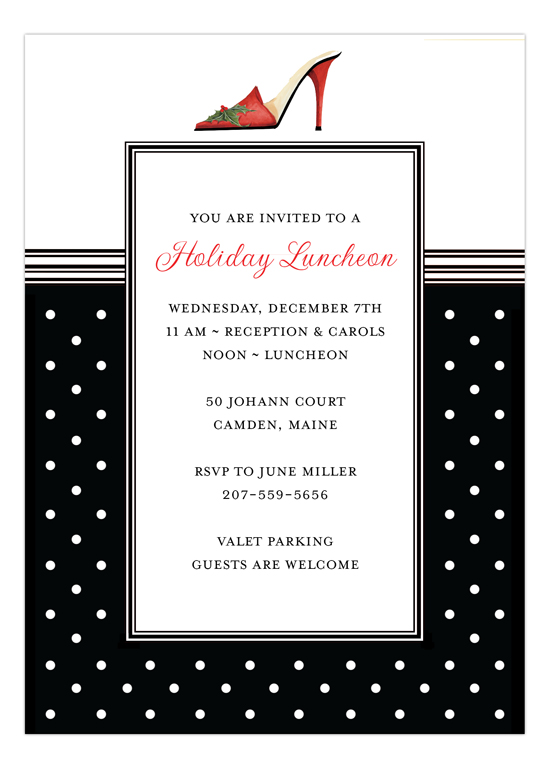 Red Shoe with Black Dots Invitation