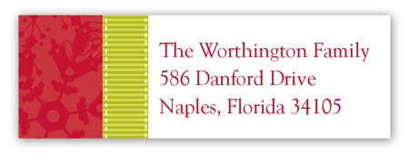 Red Snowy Grosgrain Address Label