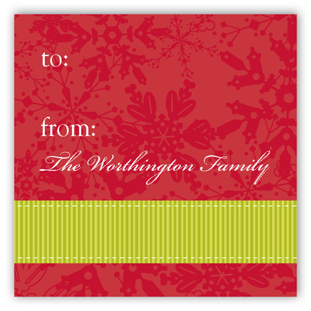 Red Snowy Grosgrain Gift Tag