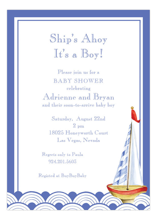 Ships Ahoy Its a Boy Sailboat Invitation