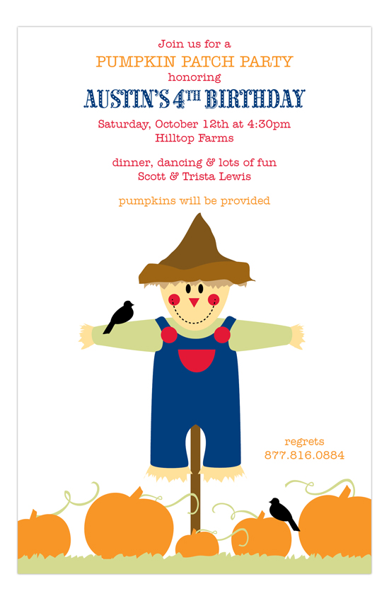 Scarecrow Pumpkin Patch Party Invitations