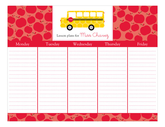 School Days Calendar Pad