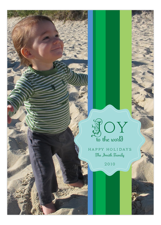 Shades of Green Stripes  Photo Card