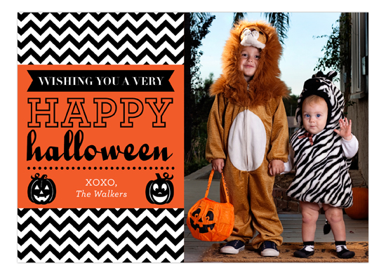 Happy Halloween Spooky Chevron Photo Card