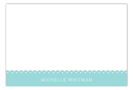 Spring Scalloped Aqua Flat Note Card