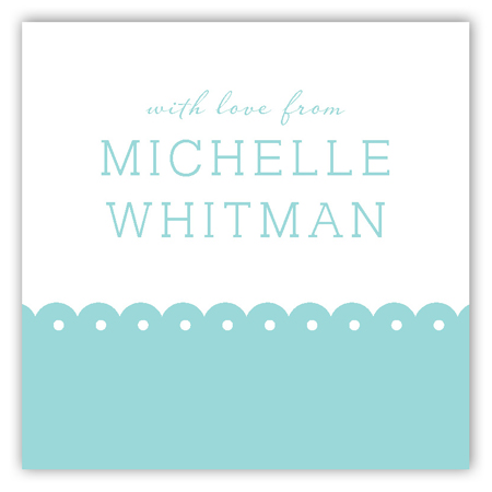 Spring Scalloped Aqua Square Sticker