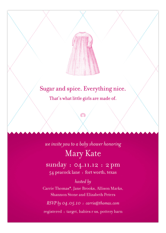 Sugar and Spice Girl Princess Shower Invites