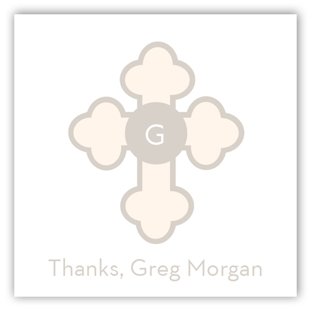 Tan Monogram Cross Gift Tag