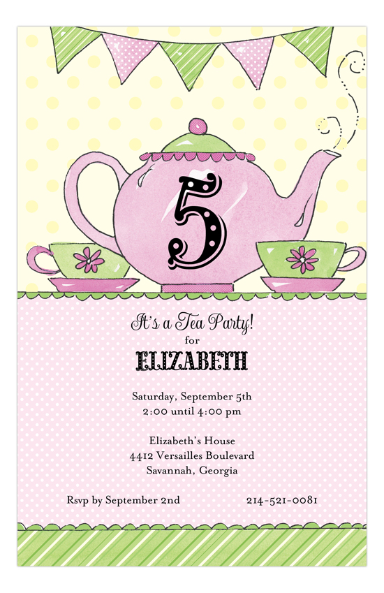 Princess Tea Party Invitations for Girls | Polka Dot Design