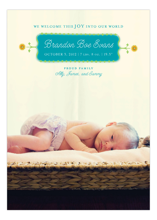 Teal Dotted Border Photo Card