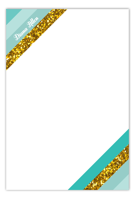 Teal Glitter Stripe Flat Note Card