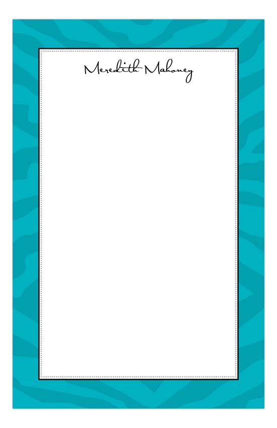 Teal Zebra Stripes Notepad