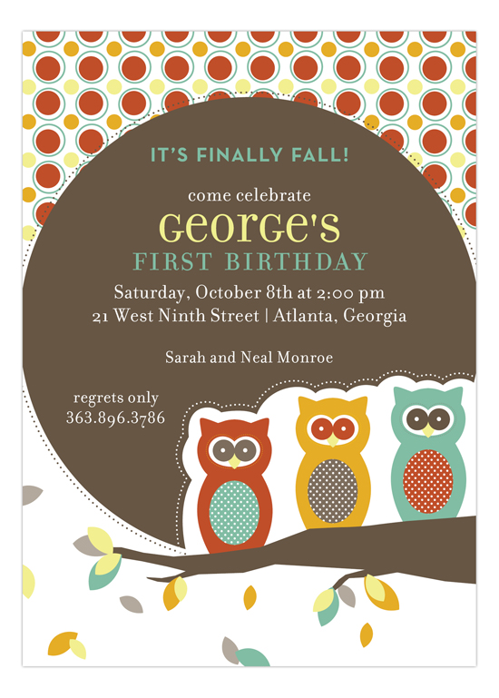 Three Autumn Owls Invitation