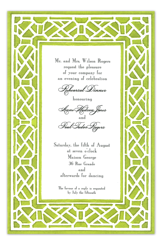 Trellis Green Invitation