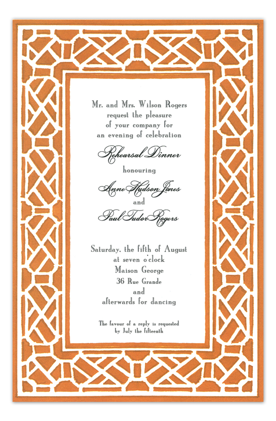 Trellis Orange Invitation