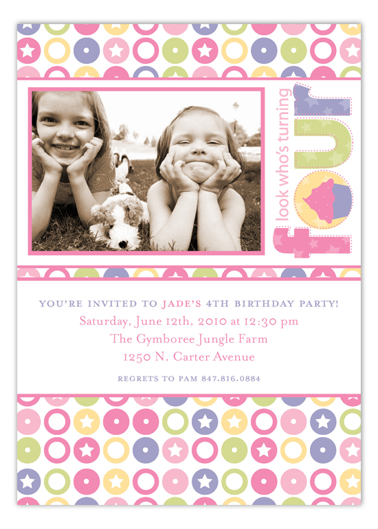 Turning Four Soft Pastels Photo Card